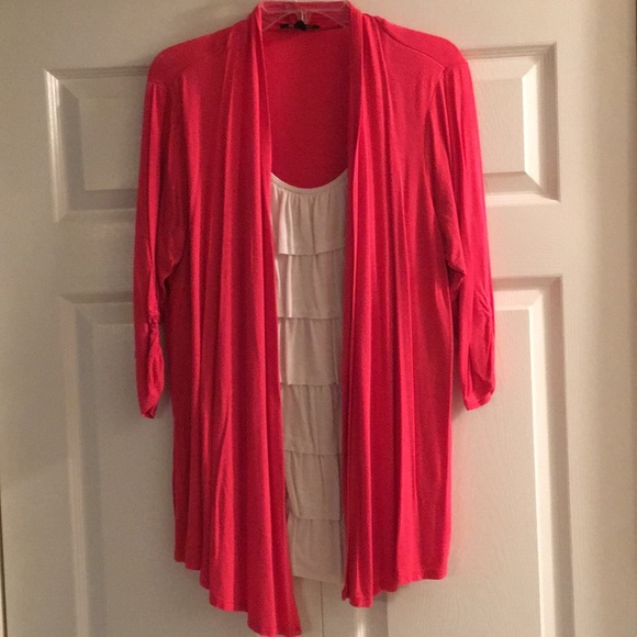 AGB Tops - 1X one piece ruffle top with attached “sweater” AGB Tops - 1X one piece ruffle top with attached “sweater”
